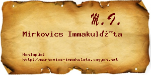 Mirkovics Immakuláta névjegykártya
